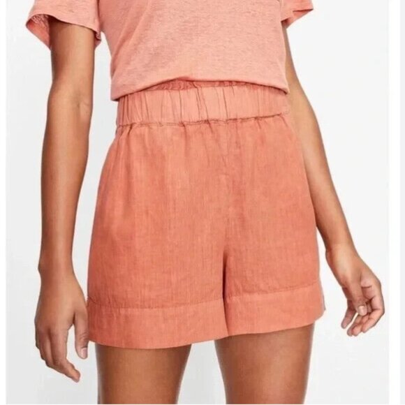 Lou & Grey 100% Linen‎ High-Waisted Pull-On Shorts – XS Brick Orange - Picture 3 of 12